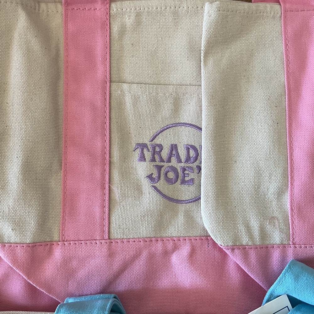 NWT Trader Joes Mini Pastel Canvas Tote Bags 3 Spring Colors Lot Of 11 Pc - Picture 11 of 11